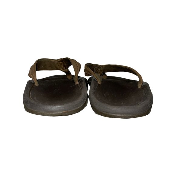 Olukai Brown Leather Thong Flip Flops Sandals Men's 15 - Picture 7 of 12